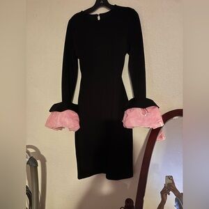 Elegant Black Dress with Pink Accents